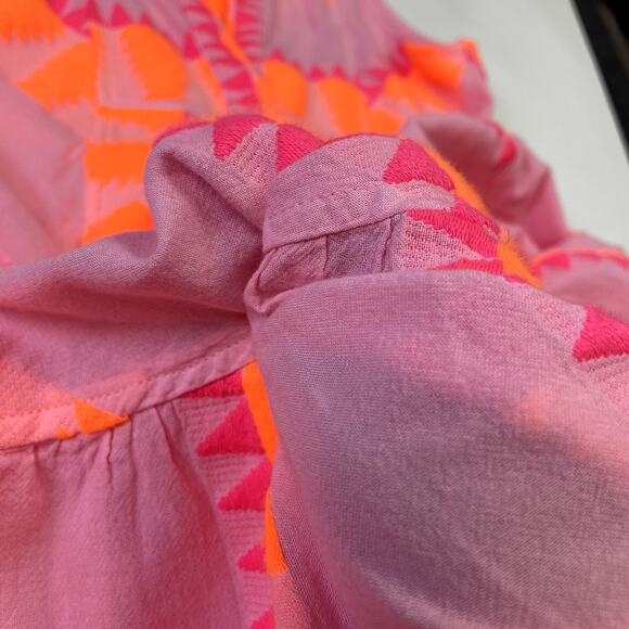 NEMA Resort Wear  Embroidered Tiered Short Dress Neon Print Sleeveless S - Picture 12 of 15